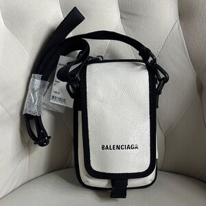 Balenciaga Black and White Belt Bag